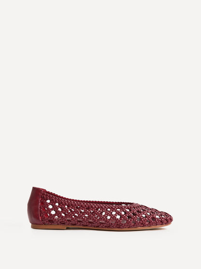 Melina Red Handwoven Ballet Flats