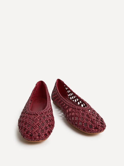 Melina Red Handwoven Ballet Flats