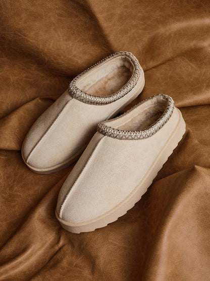 Tammy Beige Faux Suede Slippers