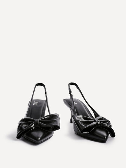 Merlot Black Bow Court Heels