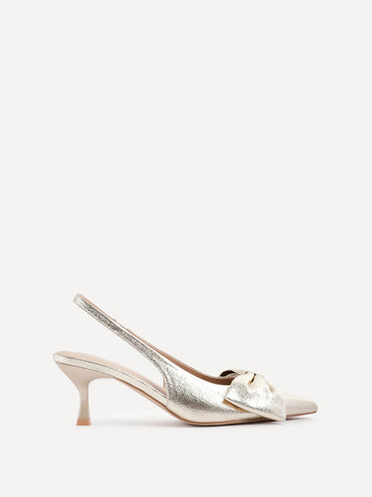 Merlot Gold Bow Court Heels