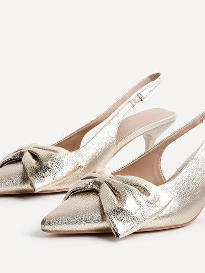 Merlot Gold Bow Court Heels