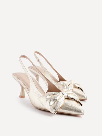 Merlot Gold Bow Court Heels