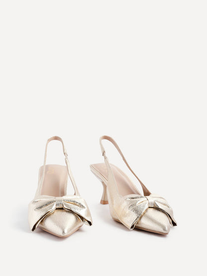 Merlot Gold Bow Court Heels
