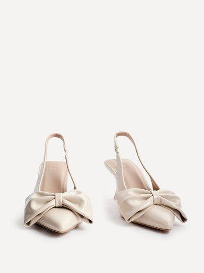 Merlot Nude Bow Court Heels