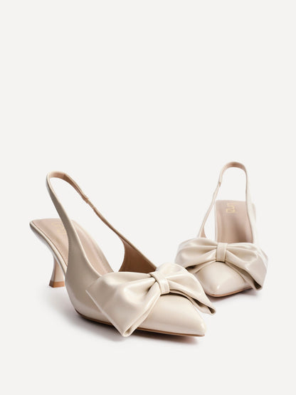 Merlot Nude Bow Court Heels