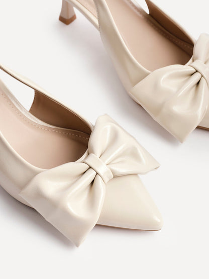 Merlot Nude Bow Court Heels