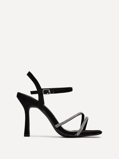 Mesmerize Black Diamante Heeled Sandals