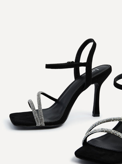 Mesmerize Black Diamante Heeled Sandals