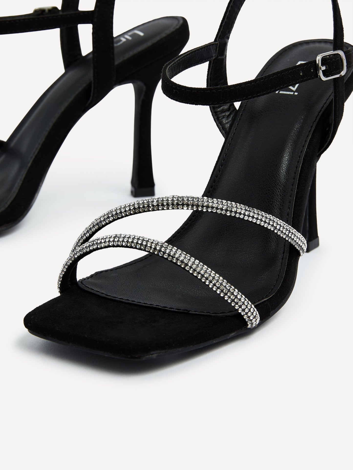 Mesmerize Black Diamante Heeled Sandals