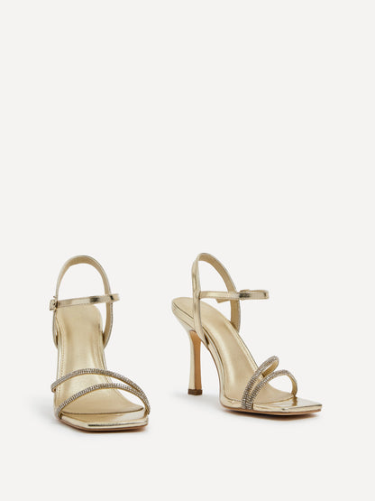 Mesmerize Gold Diamante Heeled Sandals