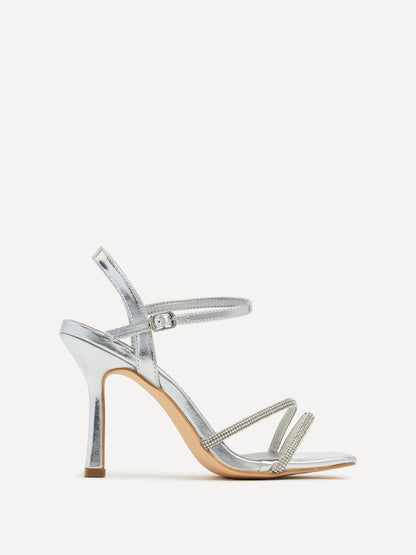 Mesmerize Silver Diamante Heeled Sandals