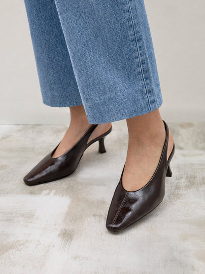 Method Brown Square Toe Court Heels