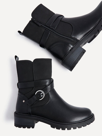 Metro Black Chunky Ankle Boots