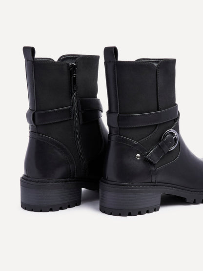 Metro Black Chunky Ankle Boots