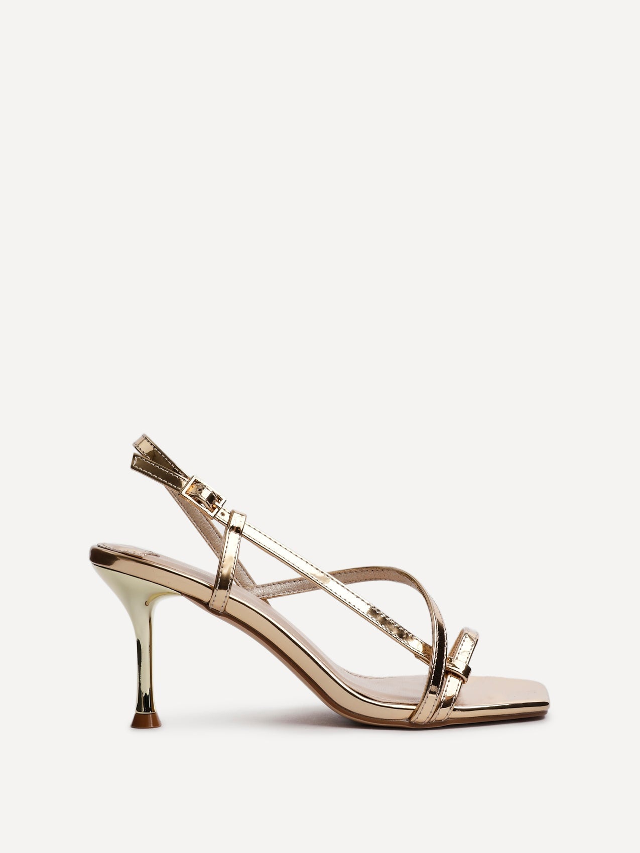Midnight Gold Chrome Heeled Sandals