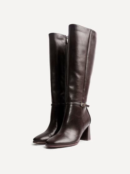 Midtown Brown Long Heeled Boots