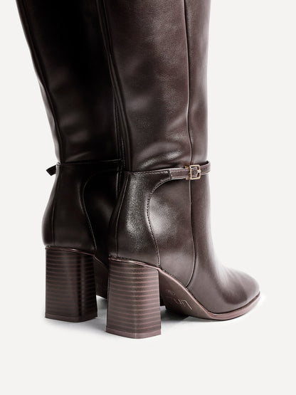 Midtown Brown Long Heeled Boots