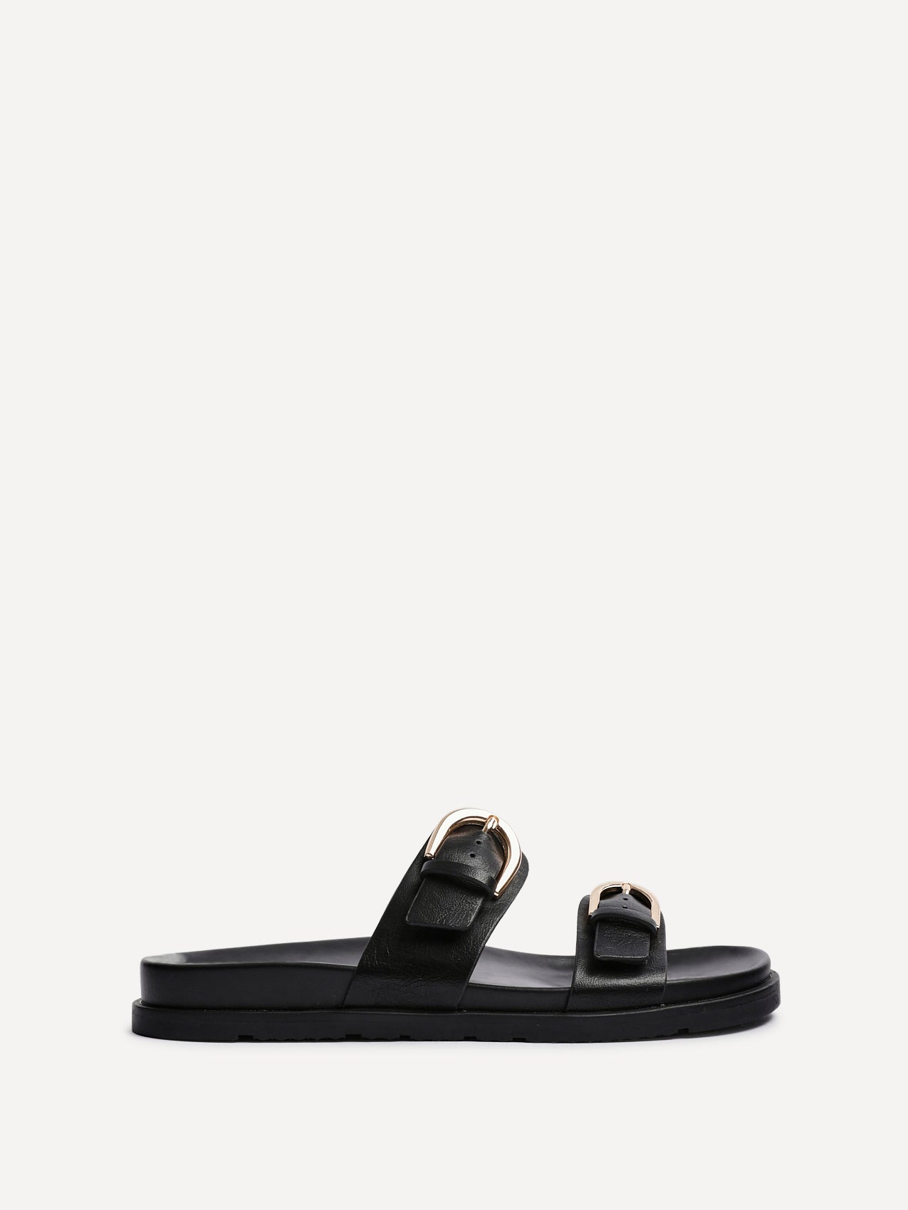 Miko Black Double Buckle Sandals