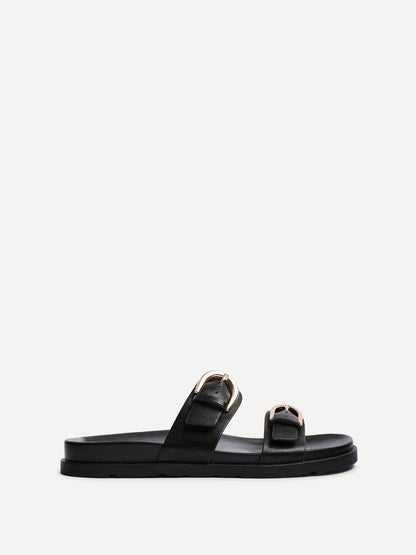 Miko Black Double Buckle Sandals
