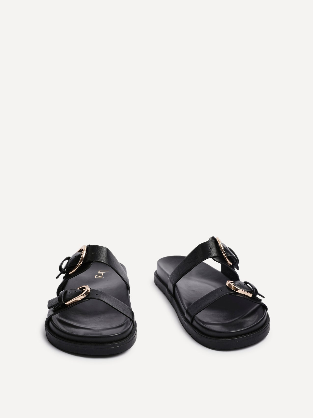 Miko Black Double Buckle Sandals