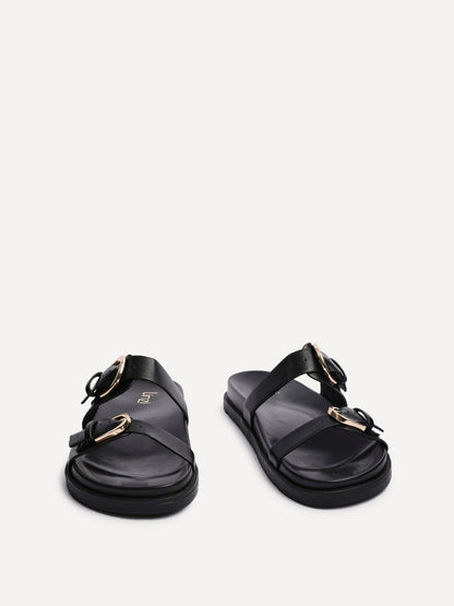 Miko Black Double Buckle Sandals