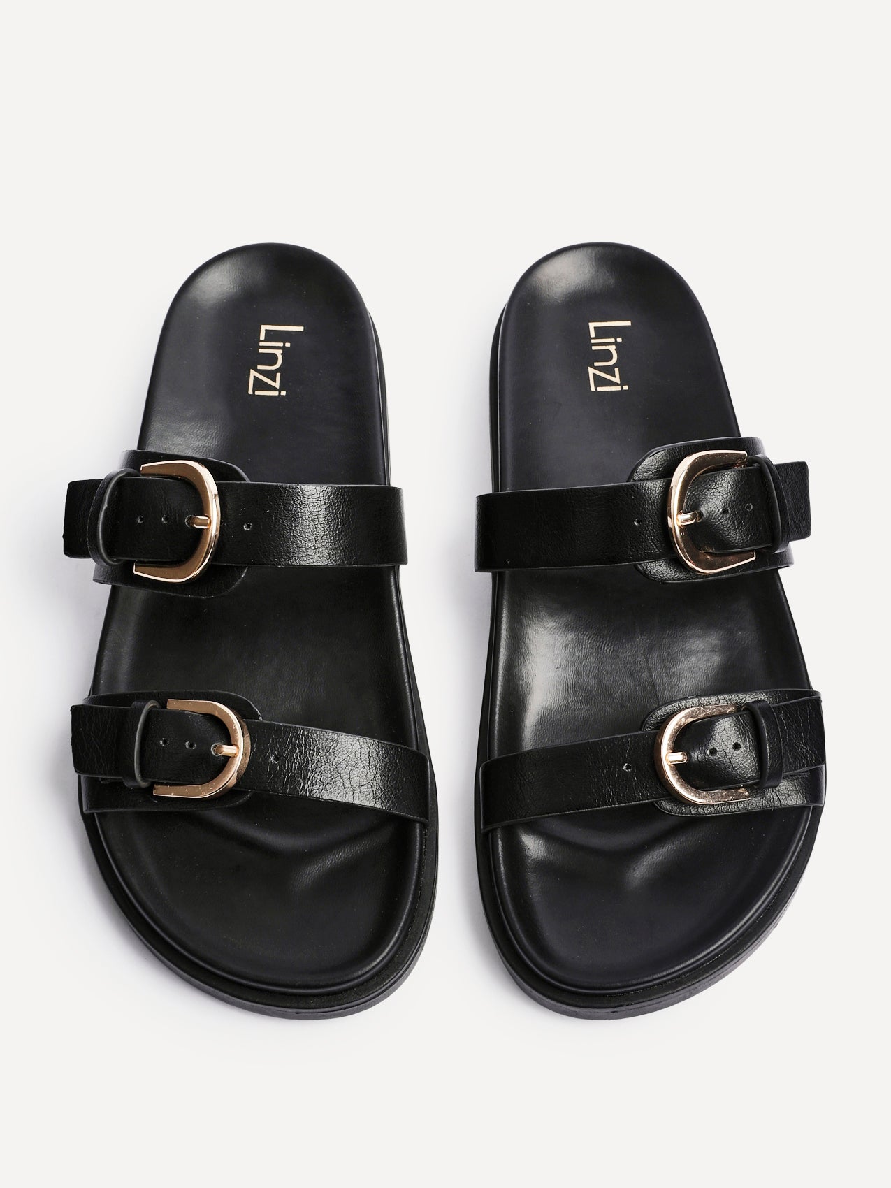 Miko Black Double Buckle Sandals