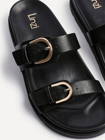 Miko Black Double Buckle Sandals