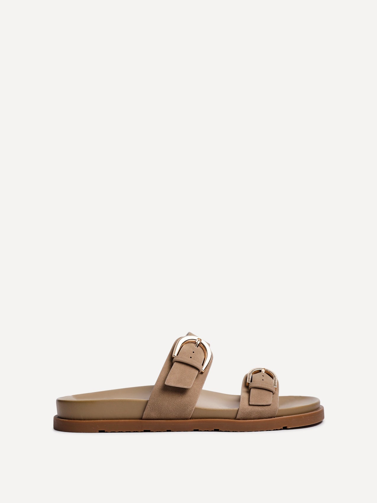 Miko Taupe Double Buckle Sandals