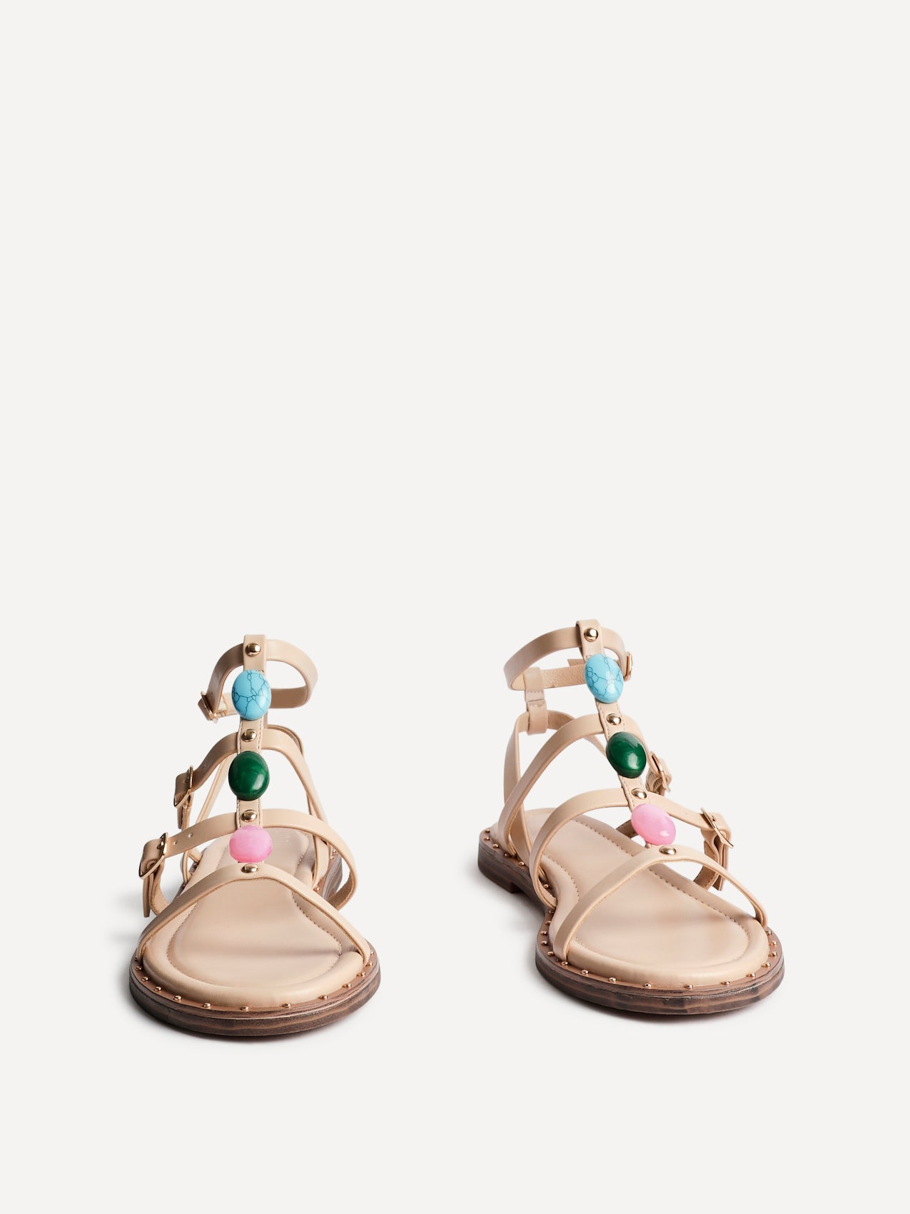 Mimi Nude Gladiator Flat Sandals