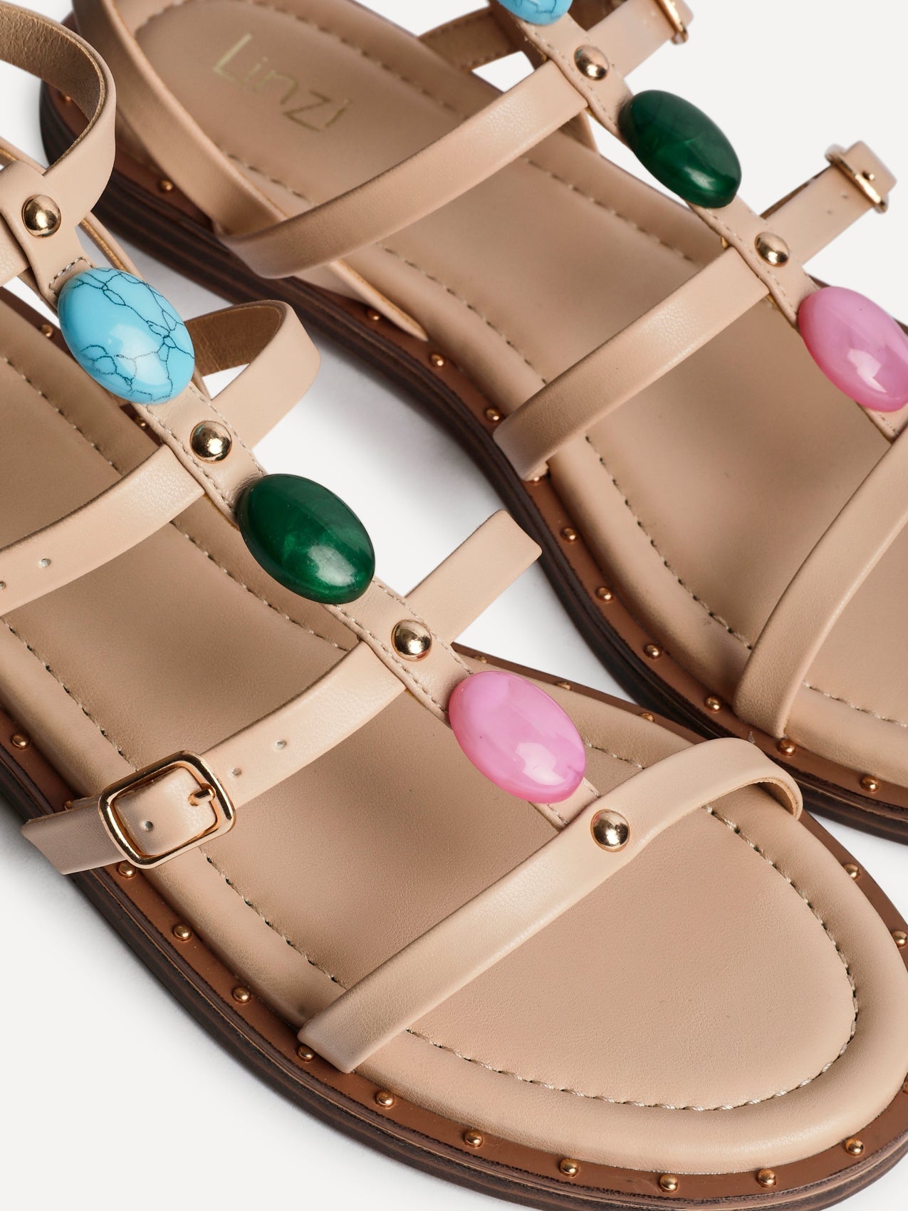 Mimi Nude Gladiator Flat Sandals