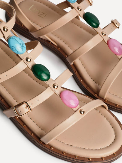 Mimi Nude Gladiator Flat Sandals