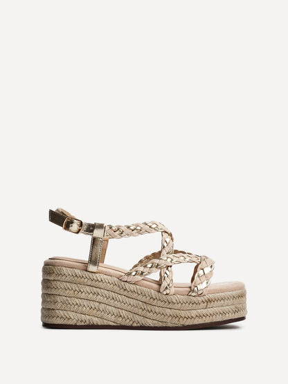 Mimosa Nude Plaited Flatform Wedged Sandals