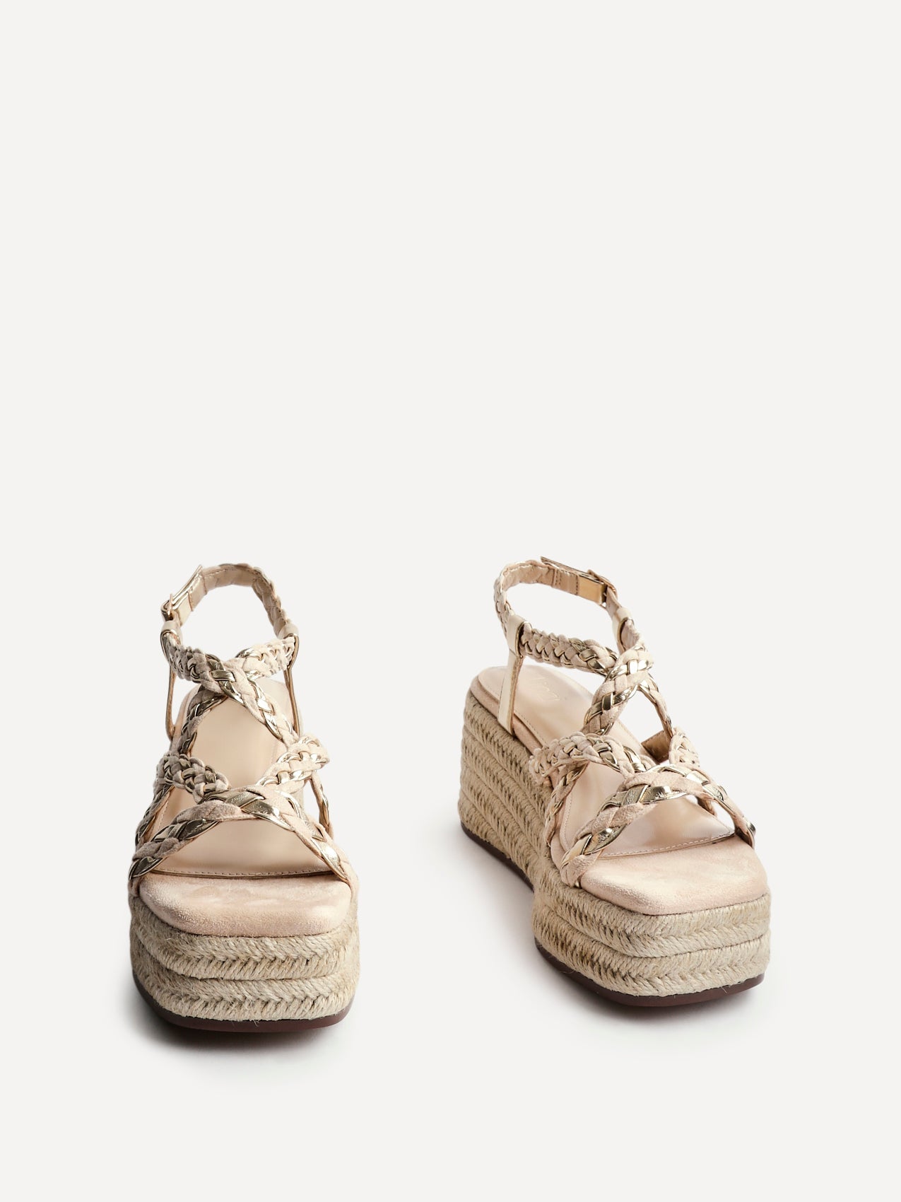 Mimosa Nude Plaited Flatform Wedged Sandals
