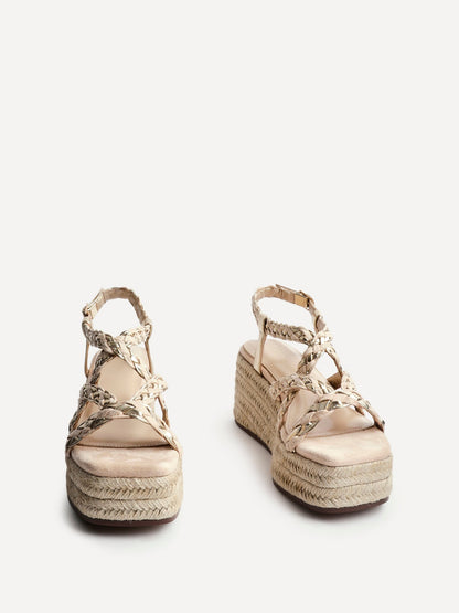 Mimosa Nude Plaited Flatform Wedged Sandals