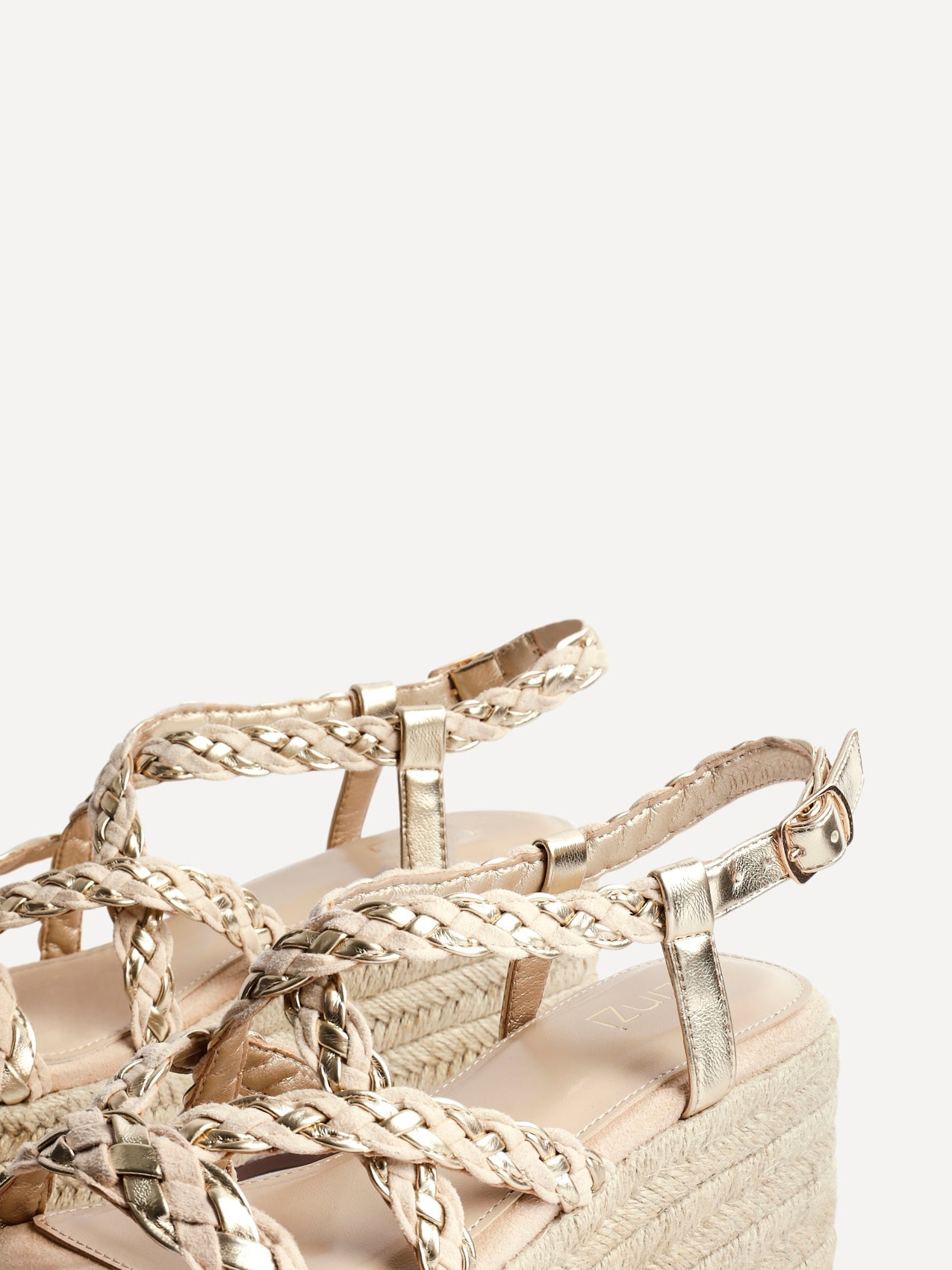 Mimosa Nude Plaited Flatform Wedged Sandals