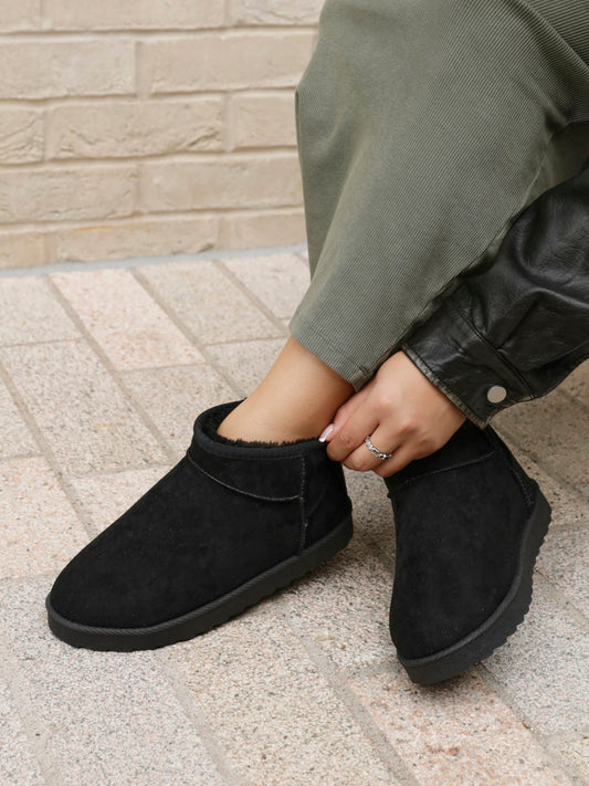 Ultra Mini Addy Black Fur Ankle Boots