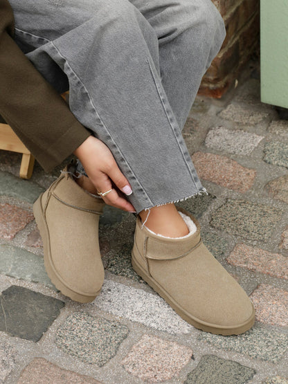 Ultra Mini Addy Khaki Fur Ankle Boots
