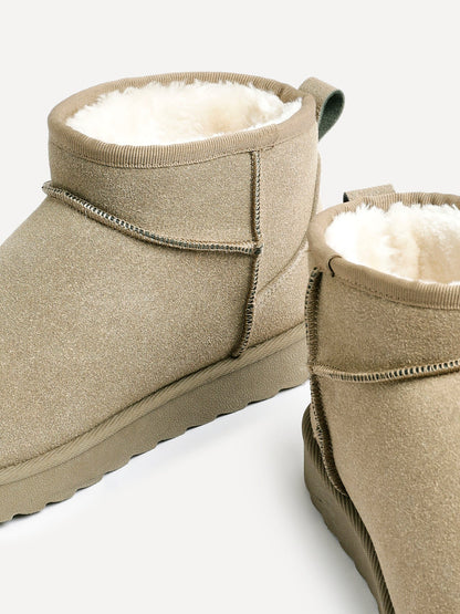 Ultra Mini Addy Khaki Fur Ankle Boots