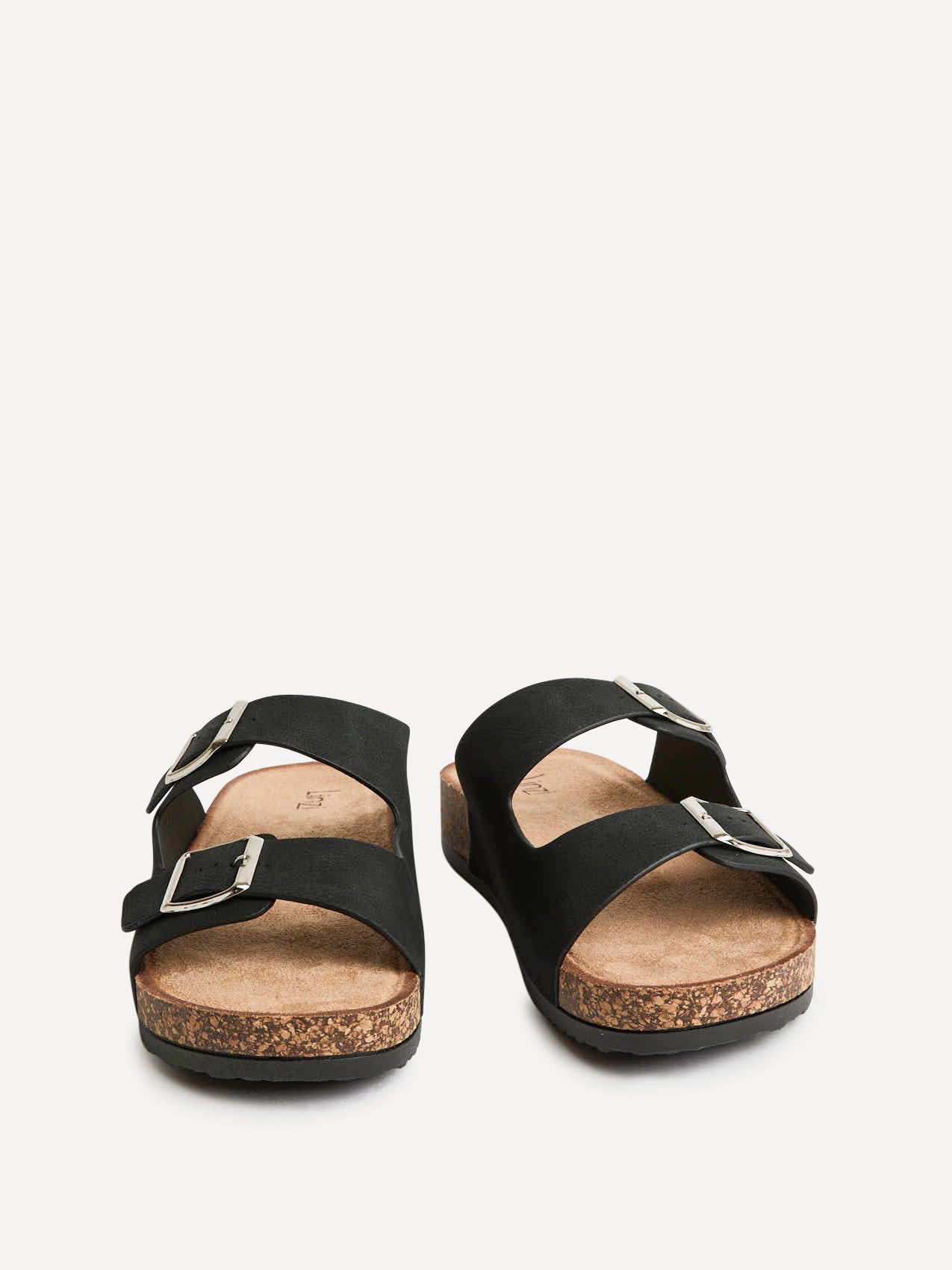 Mission Black Soft Footbed Double Buckle Sandals
