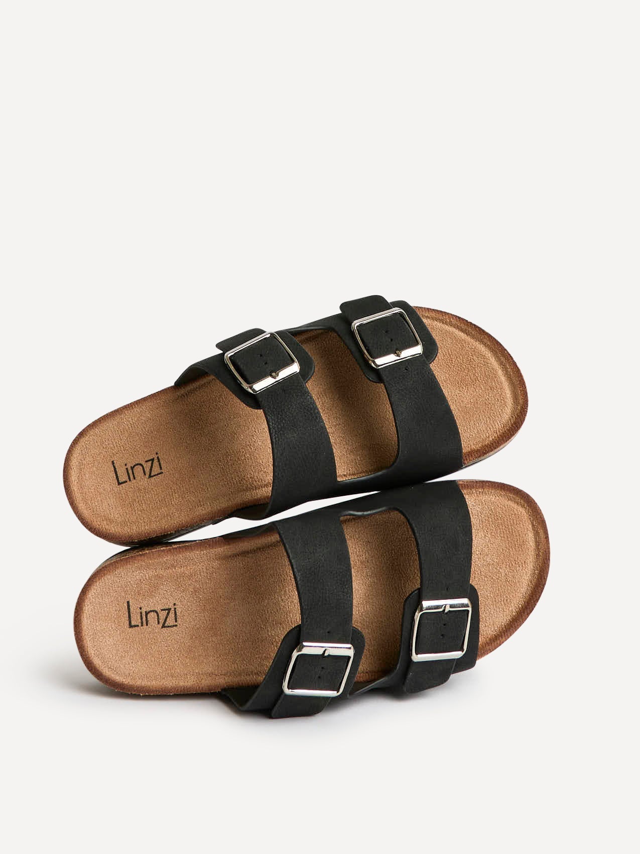 Mission Black Soft Footbed Double Buckle Sandals