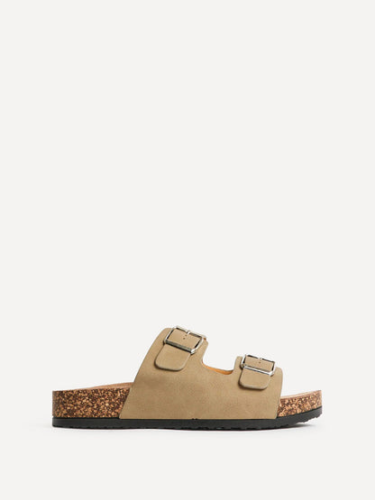 Mission Taupe Soft Footbed Double Buckle Sandals