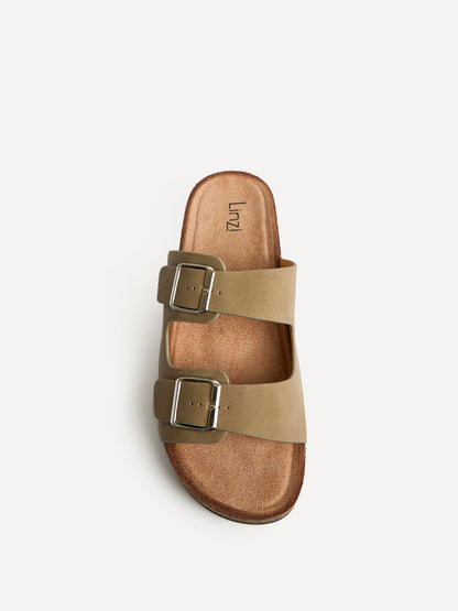 Mission Taupe Soft Footbed Double Buckle Sandals
