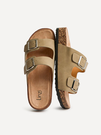 Mission Taupe Soft Footbed Double Buckle Sandals
