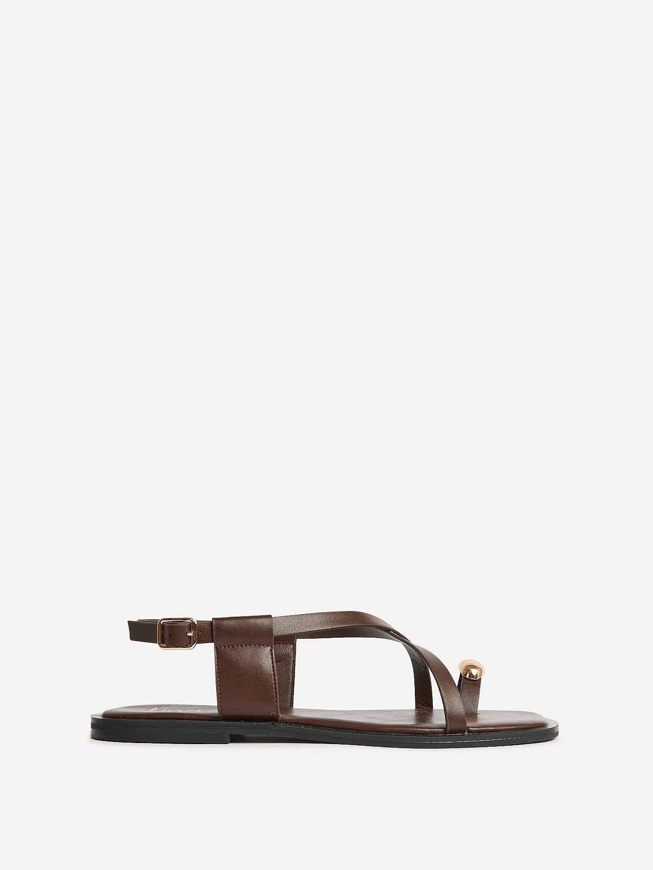 Mist Brown Toe Ring Flat Sandals