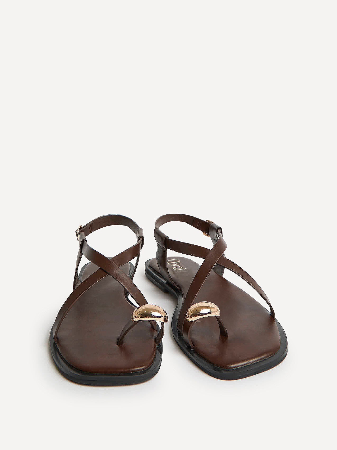 Mist Brown Toe Ring Flat Sandals