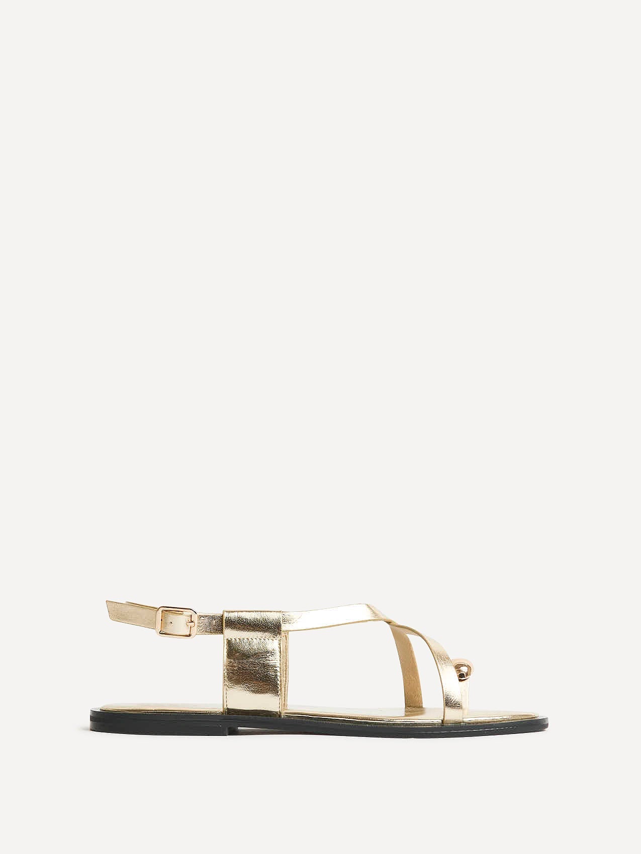 Mist Gold Toe Ring Flat Sandals