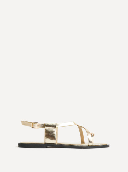 Mist Gold Toe Ring Flat Sandals