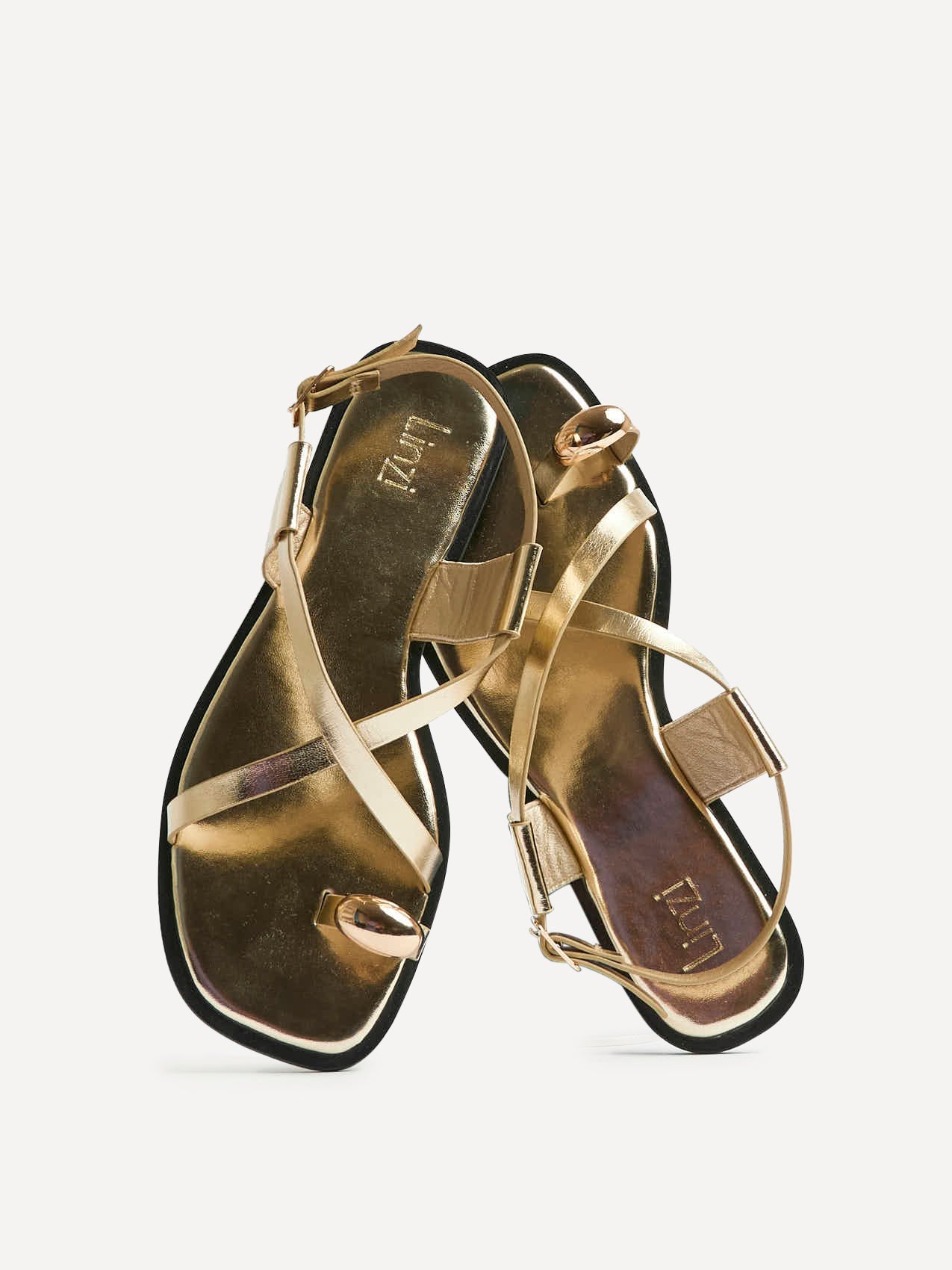 Mist Gold Toe Ring Flat Sandals