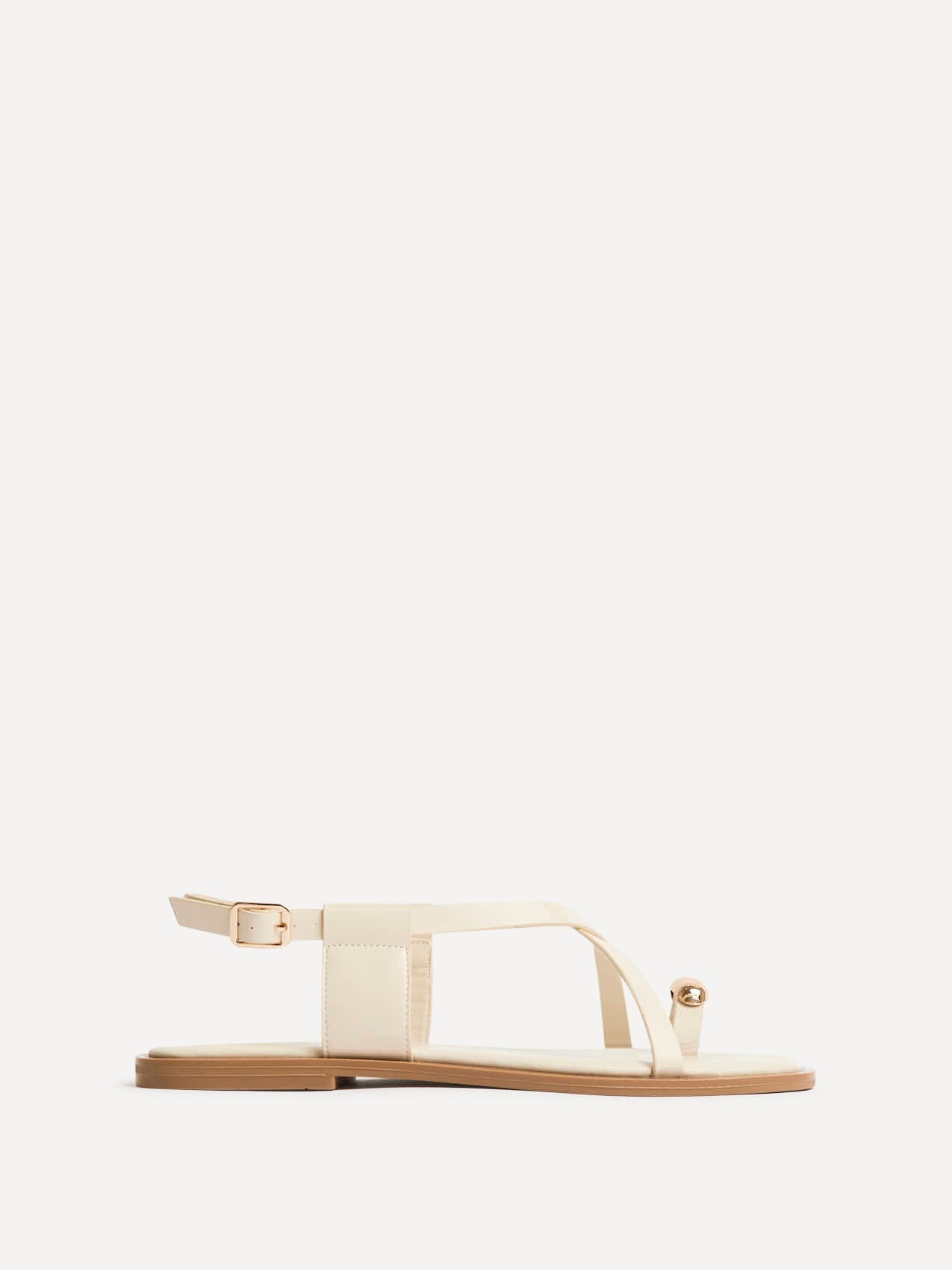 Mist Ivory Toe Ring Flat Sandals